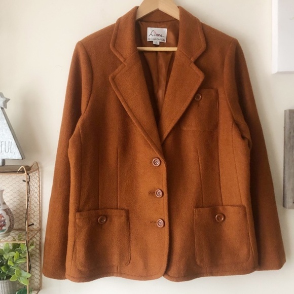 Linea by Louis Dell’Olio Rust Wool Blend Button Up Blazer w/ Pockets Size Large - Picture 2 of 11